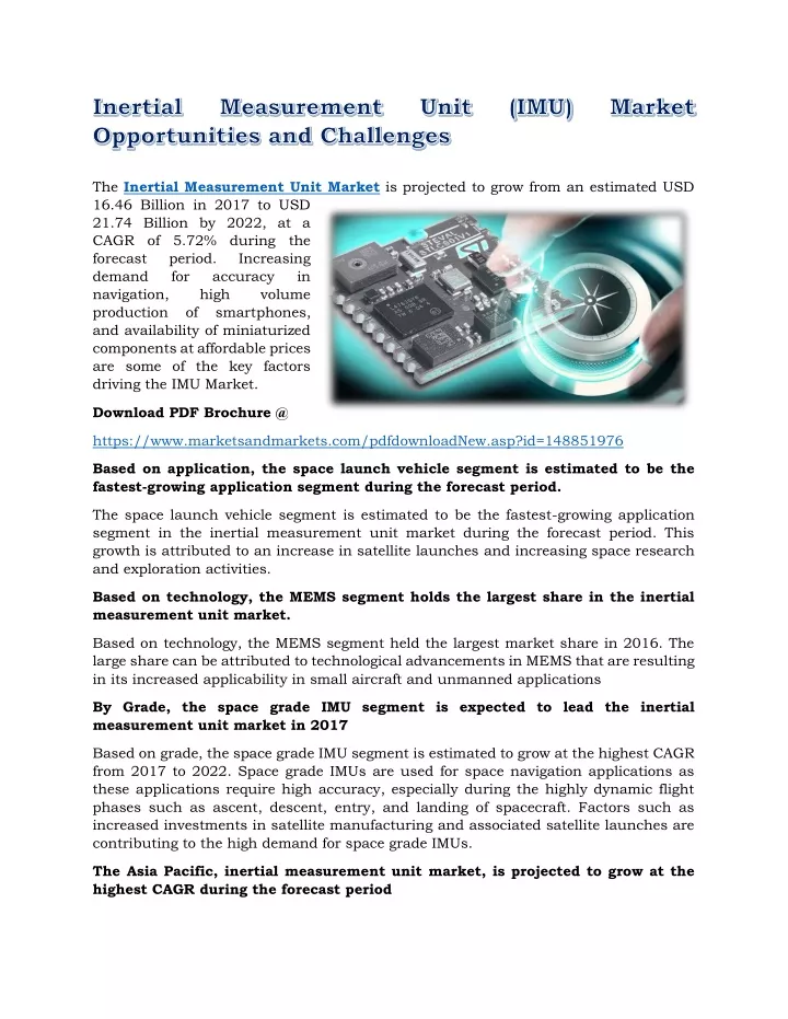 the inertial measurement unit market is projected