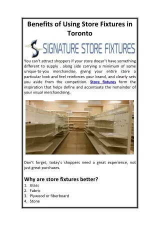 benefits of using store fixtures in toronto
