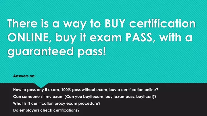 there is a way to buy certification online