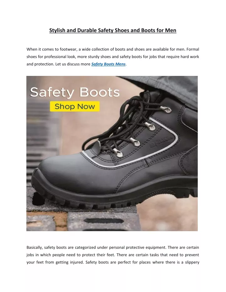 stylish and durable safety shoes and boots for men