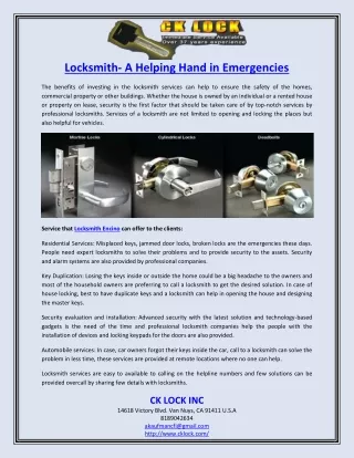 locksmith a helping hand in emergencies