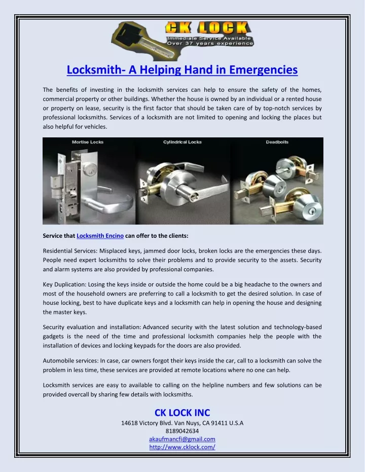 locksmith a helping hand in emergencies