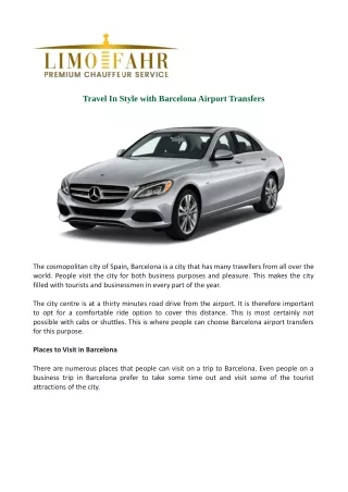 travel in style with barcelona airport transfers