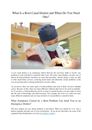 what is a root canal dentist and when do you need
