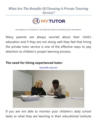 What Are The Benefits Of Choosing A Private Tutoring Service?