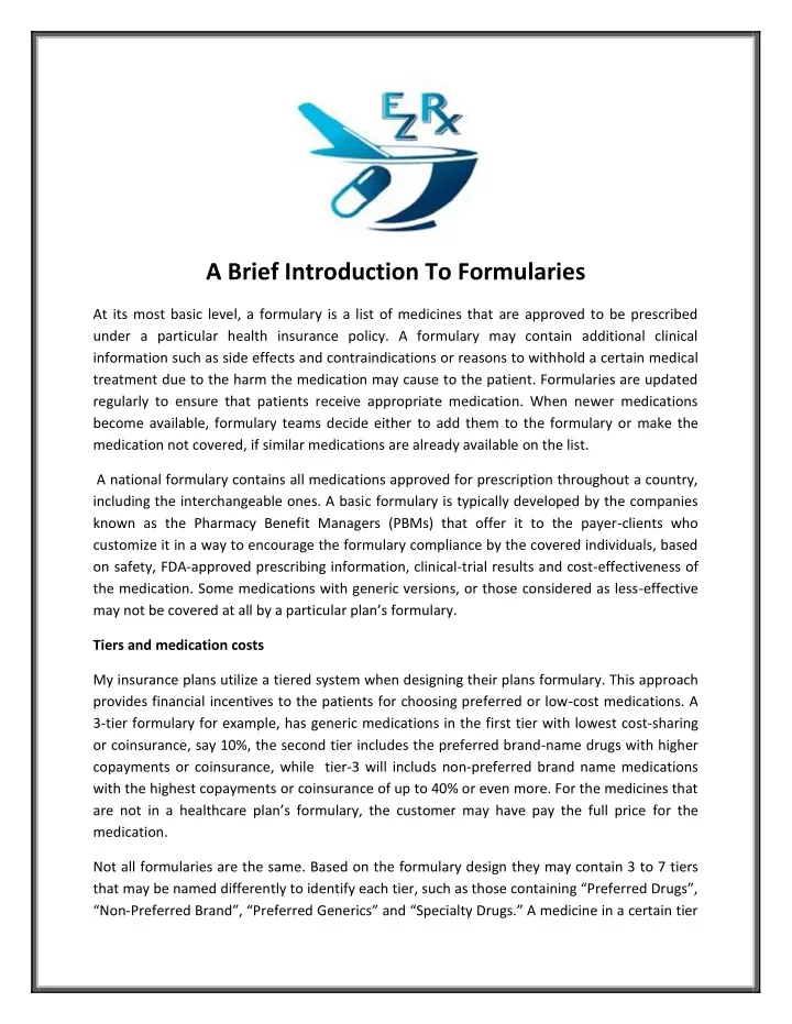 a brief introduction to formularies