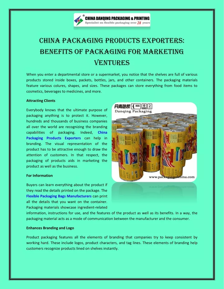 china packaging products exporters benefits