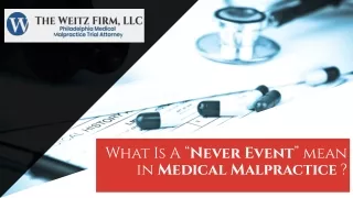 what is a never event mean in medical malpractice
