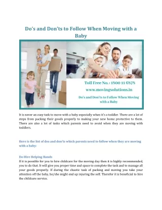 do s and don ts to follow when moving with a baby