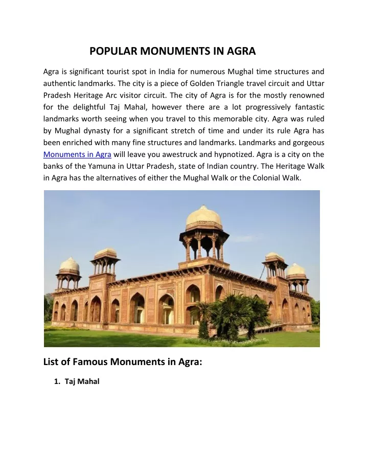 popular monuments in agra