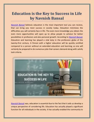 education is the key to success in life