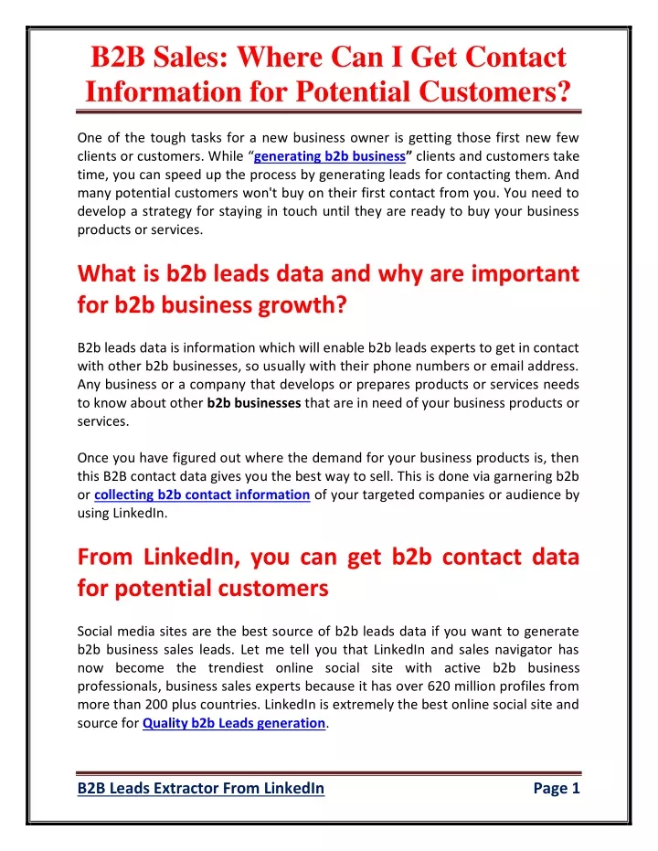 b2b sales where can i get contact information