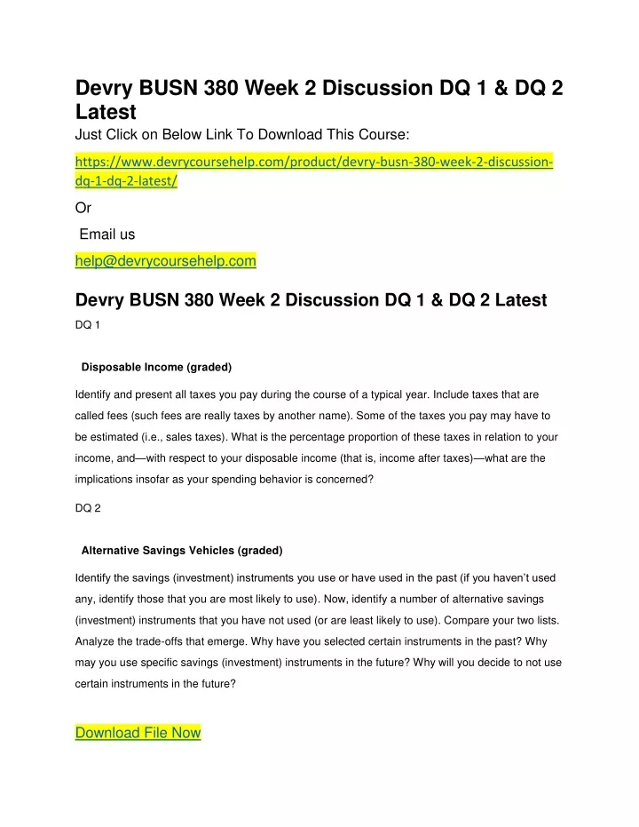 devry busn 380 week 2 discussion dq 1 dq 2 latest