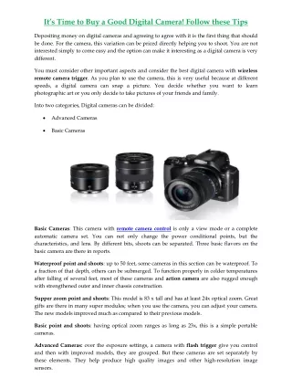 it s time to buy a good digital camera follow