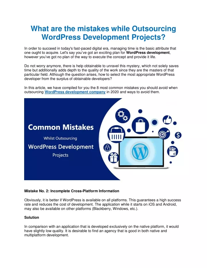 what are the mistakes while outsourcing wordpress
