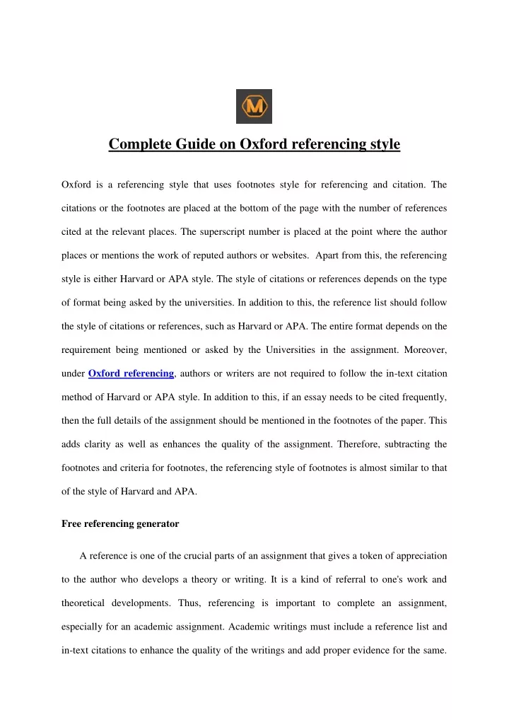 complete guide on oxford referencing style