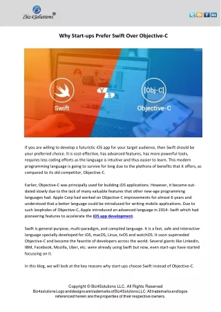 why start ups prefer swift over objective c