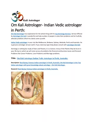 Om Kali Astrologer - Indian Vedic astrologer in Perth