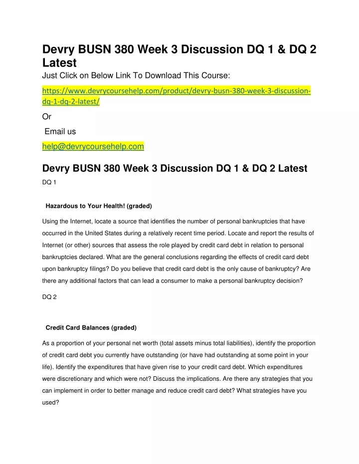 devry busn 380 week 3 discussion dq 1 dq 2 latest