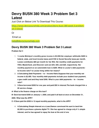 Devry BUSN 380 Week 3 Problem Set 3 Latest