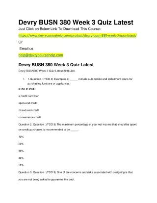 devry busn 380 week 3 quiz latest just click