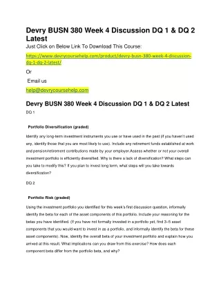 Devry BUSN 380 Week 4 Discussion DQ 1 & DQ 2 Latest