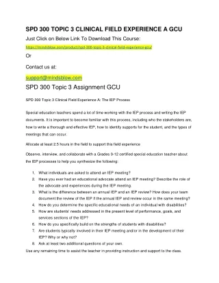 spd 300 topic 3 clinical field experience a gcu