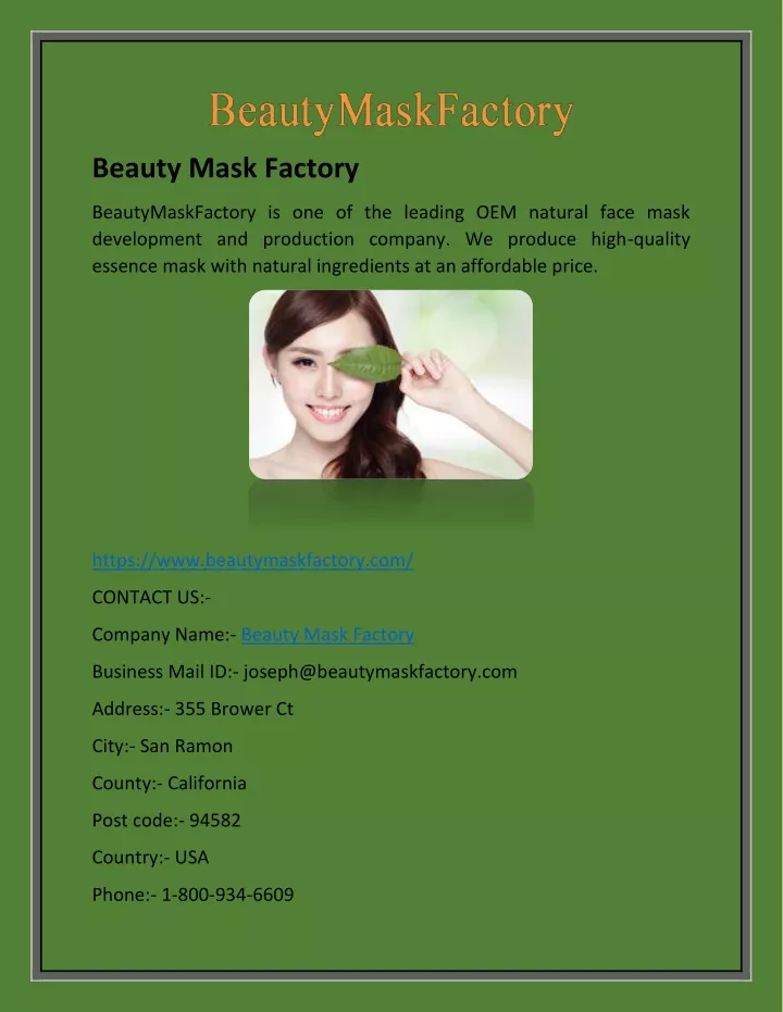 beauty mask factory