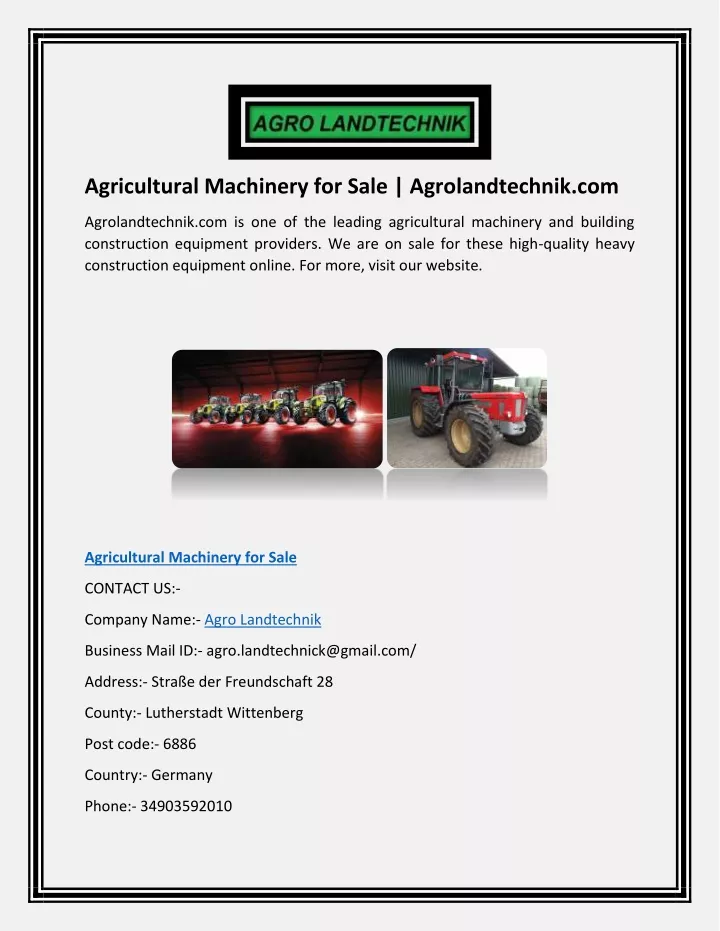 agricultural machinery for sale agrolandtechnik