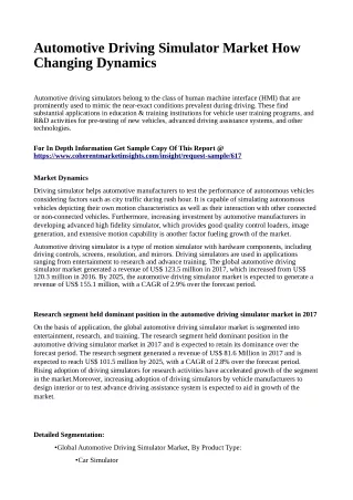 automotive driving simulator market how changing