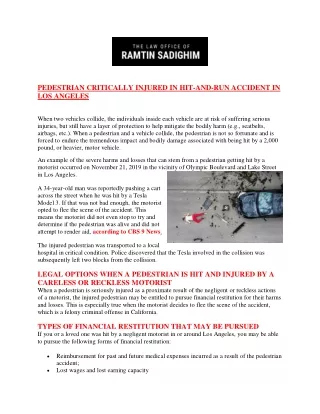 pedestrian critically injured