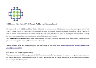 cold pressed juice market world analysis