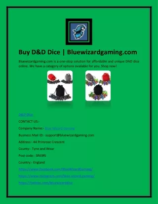 Buy D&D Dice | Bluewizardgaming.com