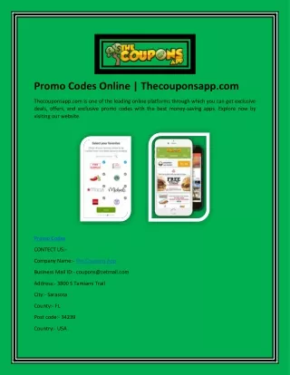 Promo Codes Online | Thecouponsapp.com