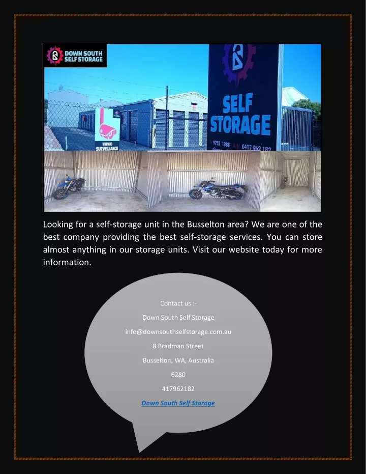 looking for a self storage unit in the busselton