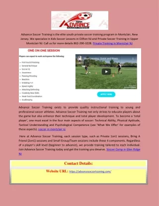 advance soccer training is the elite youth