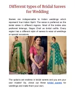 Types of Bridal Sarees for Wedding