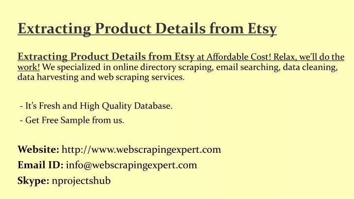 extracting product details from etsy