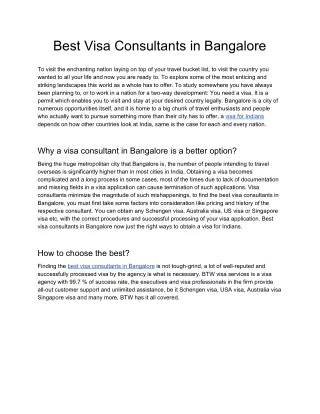 best visa consultants in bangalore