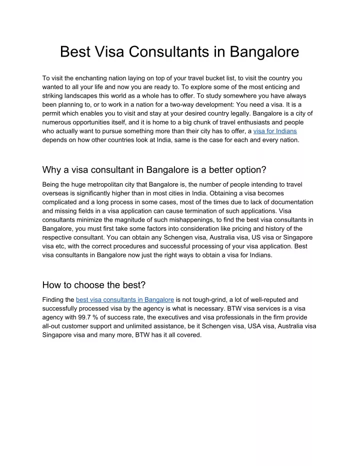 best visa consultants in bangalore
