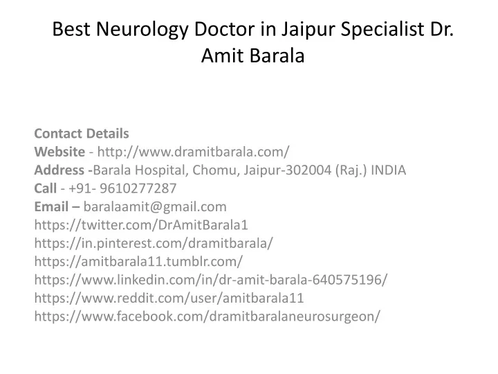 best neurology doctor in jaipur specialist dr amit barala