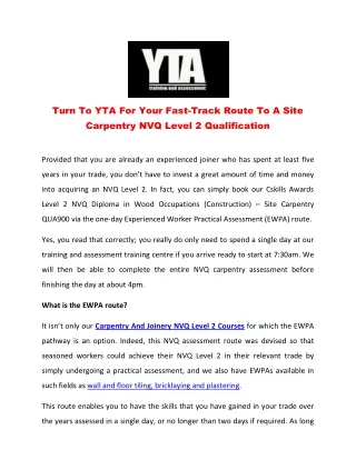 turn to yta for your fast track route to a site