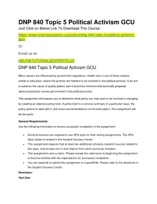 dnp 840 topic 5 political activism gcu just click