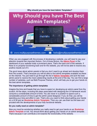 why should you have the best admin templates