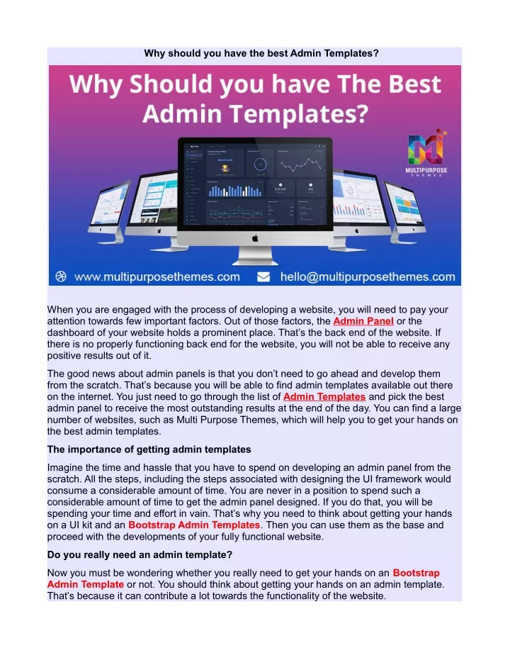 why should you have the best admin templates