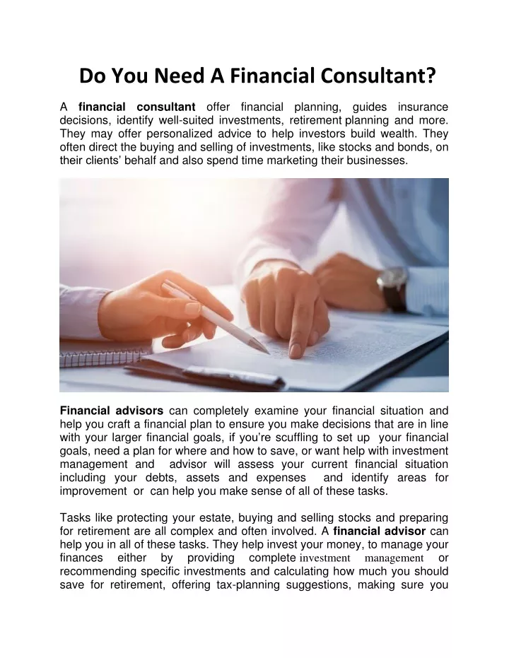 do y ou n eed a financial consultant
