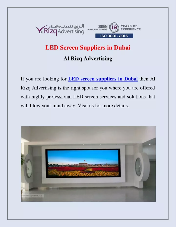 led screen suppliers in dubai