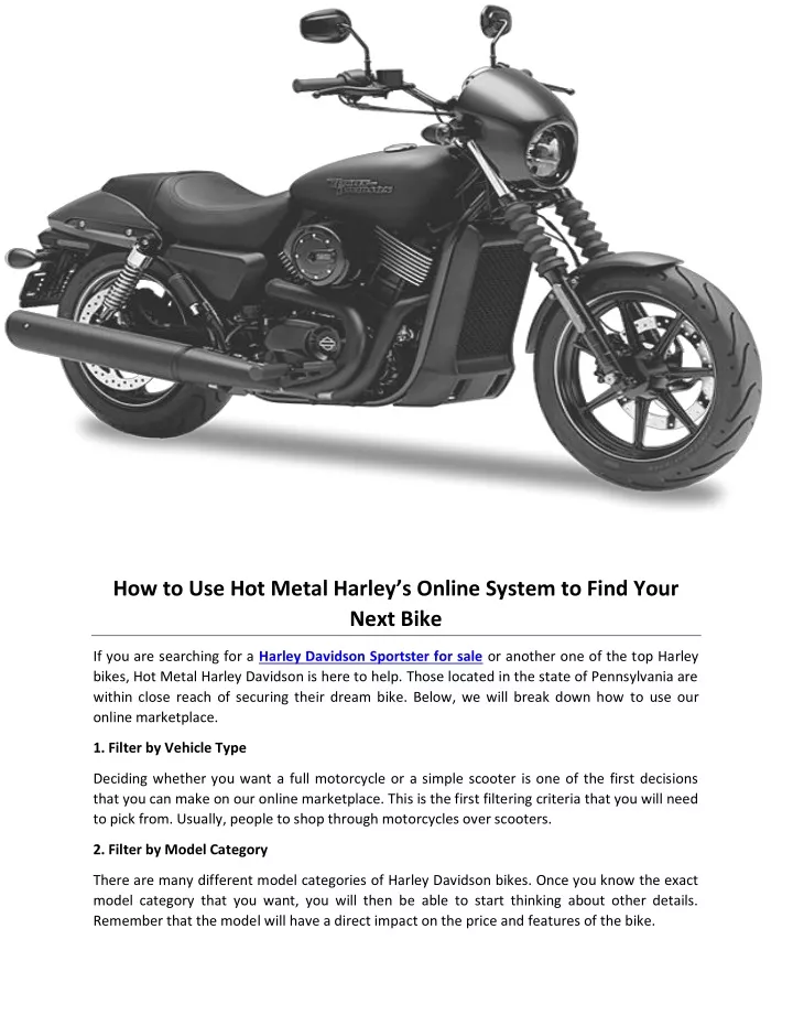 how to use hot metal harley s online system