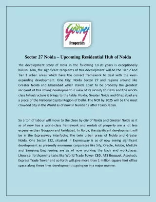 Sector 27 Noida – Upcoming Residential Hub of Noida