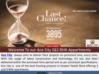 Ace City 2/3 Bhk apartments in Sector 1 Noida Extension